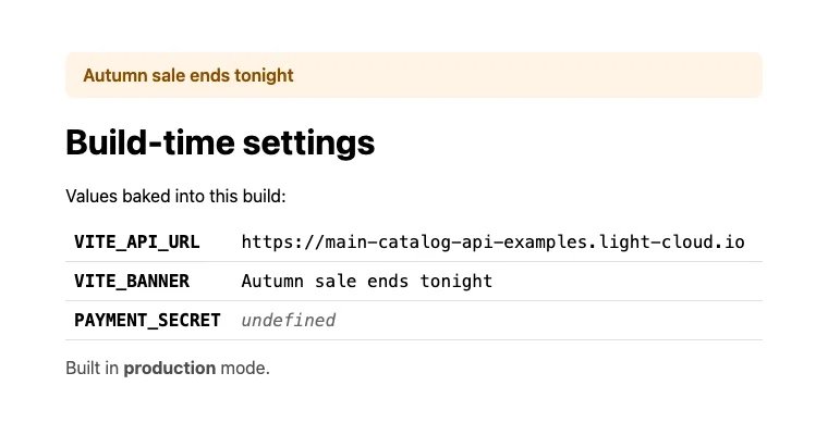 The site after the change, with the banner Autumn sale ends tonight
