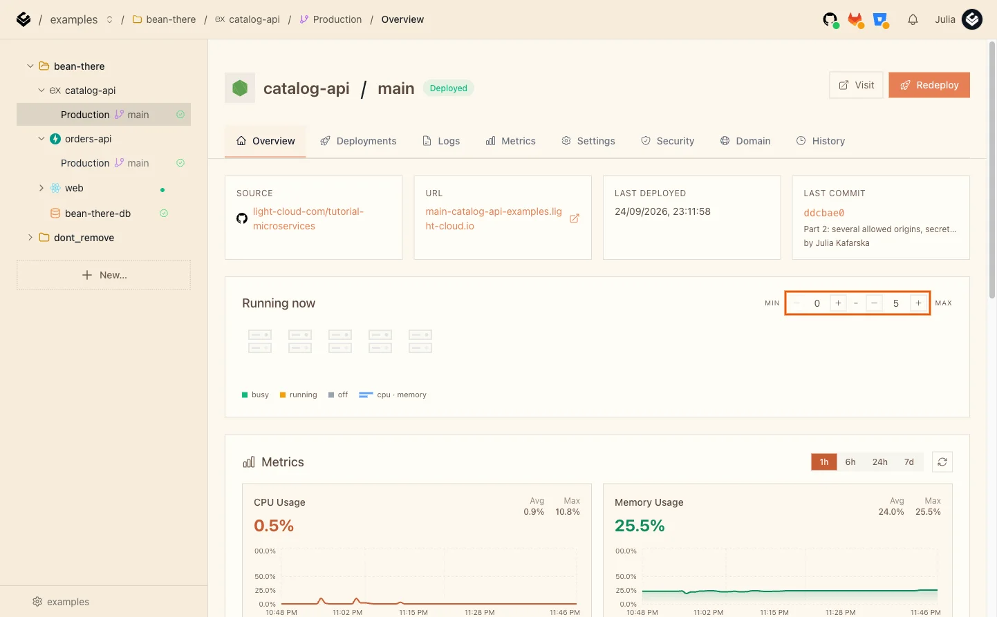 Running now with MAX set to 5 and no instances running, because the service scaled to zero