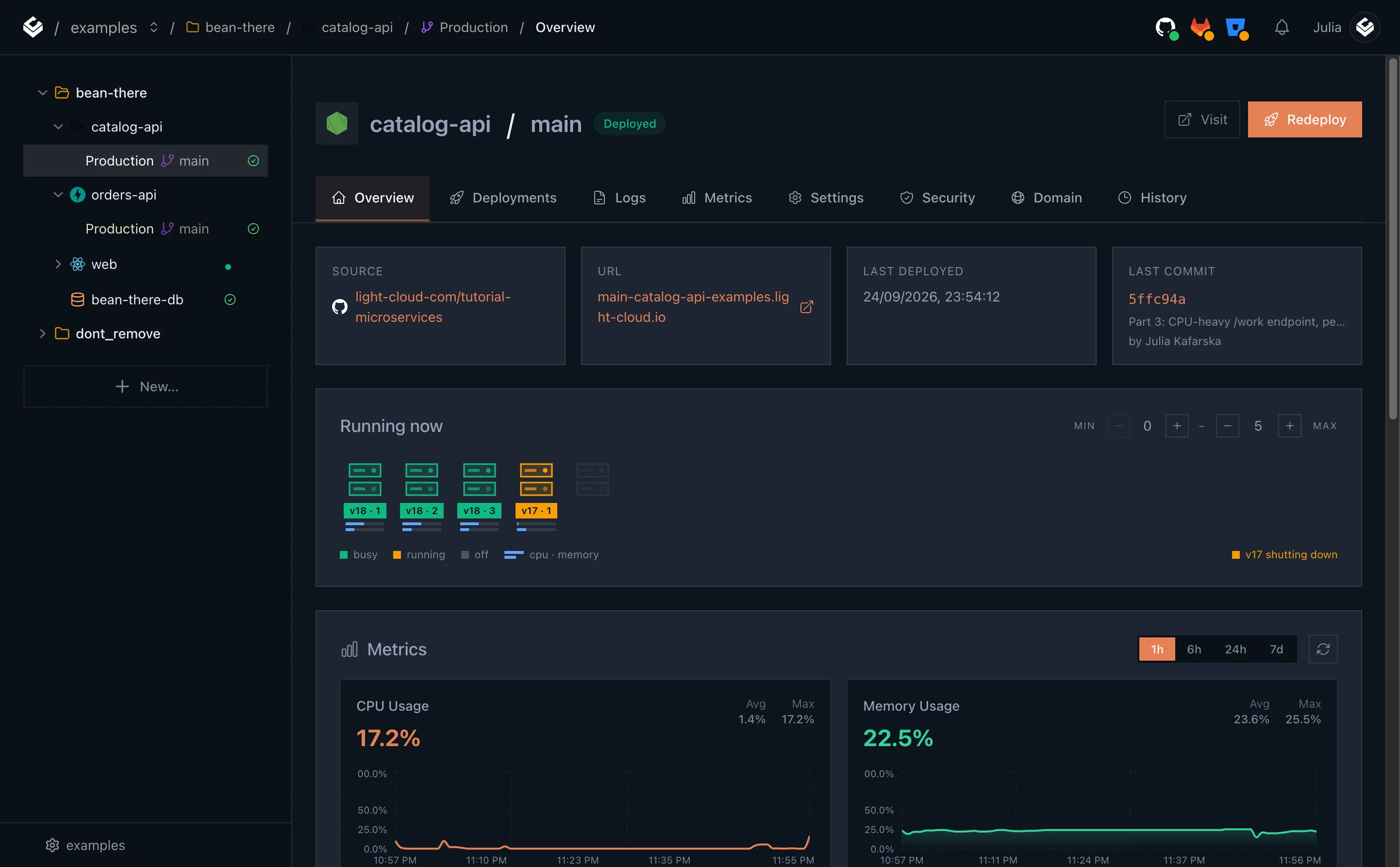 Running now during the load test with four busy instances