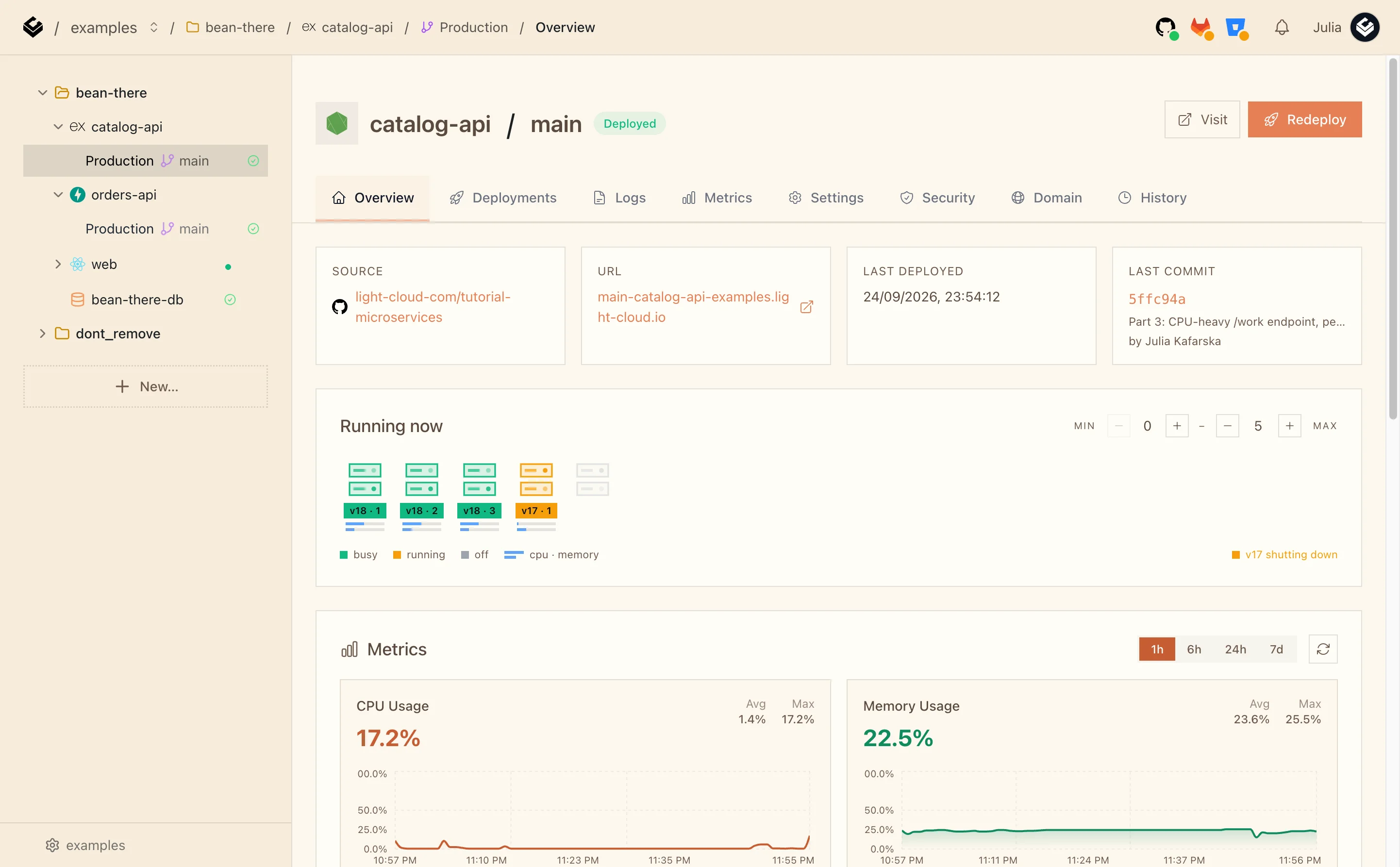 Running now during the load test with four busy instances