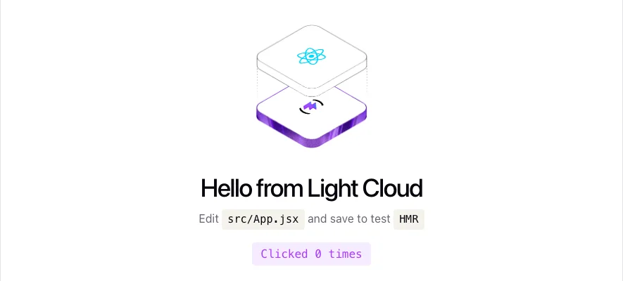 The preview site with the counter button reading Clicked 0 times
